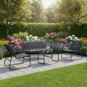 wohnli-moebel-suche-800001419934-1 GARTENMÖBELSET Genua 4-tlg. Anthrazit Metall Juskys Garten & Outdoor > Gartenmöbel > Gartenmöbel-Sets Anthrazit