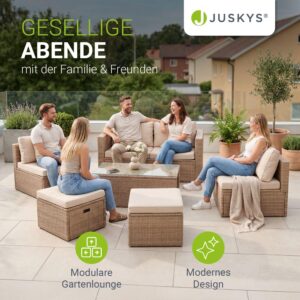 wohnli-moebel-suche-800001420190-1 LOUNGEGARNITUR Salou inkl. Abdeckung beige Kunststoff Juskys Garten & Outdoor > Gartenmöbel > Gartenmöbel-Sets Beige