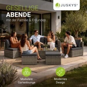 wohnli-moebel-suche-800001420193-1 LOUNGEGARNITUR Salou inkl. Abdeckung grau Kunststoff Juskys Garten & Outdoor > Gartenmöbel > Gartenmöbel-Sets Grau