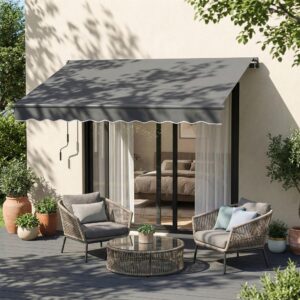 wohnli-moebel-suche-800001420411-1 GELENKARMMARKISE Metall Polyester Dunkelgrau Textil Outsunny Garten & Outdoor > Sonnen- & Sichtschutz Grau