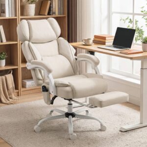 wohnli-moebel-suche-800001420422-1 BÜROSTUHL Kunstleder Cremeweiß Textil HOMCOM Möbel > Stühle > Bürostühle > Chefsessel Weiß