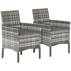Wohnli Möbelsuche - RATTANSTÜHLE 2er Set PE-Rattan Stahl Grau