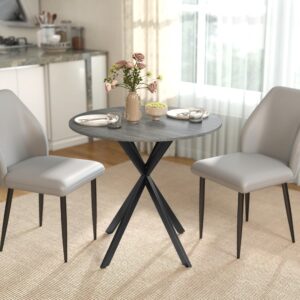 wohnli-moebel-suche-800001421412-1 KÜCHENTISCH rund Grau 80/80/75 cm Metall HOMCOM Möbel > Tische > Esstische Grau