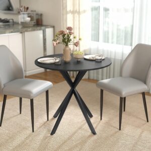 wohnli-moebel-suche-800001421413-1 KÜCHENTISCH rund Schwarz 80/80/75 cm Metall HOMCOM Möbel > Tische > Esstische Schwarz
