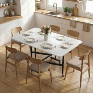 wohnli-moebel-suche-800001421444-1 ESSTISCH Spanplatte Stahl Weiß Holzwerkstoff HOMCOM Möbel > Tische > Esstische Weiß