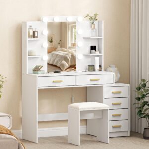 wohnli-moebel-suche-800001421459-1 SCHMINKTISCH mit Hocker MDF Glas Weiß Holzwerkstoff HOMCOM Möbel > Tische > Schminktische Weiß