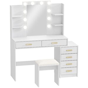 Wohnli Möbelsuche - SCHMINKTISCH mit Hocker MDF Glas Weiß
