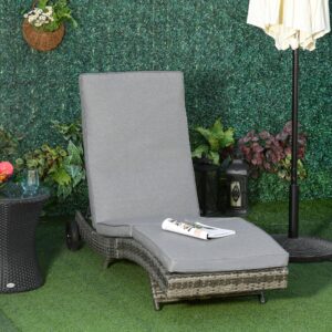 GARTENLIEGE mit Kissen 5-stufig verstellbar Metall Grau 207 x 70 x 70 cm Metall Outsunny Garten & Outdoor > Gartenmöbel > Gartenliegen Grau