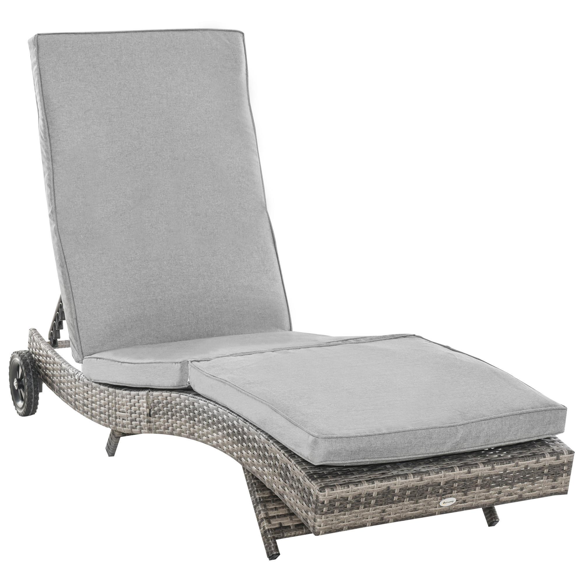 wohnli-moebel-suche-800001421531 Wohnli Möbelsuche - GARTENLIEGE mit Kissen 5-stufig verstellbar Metall Grau 207 x 70 x 70 cm