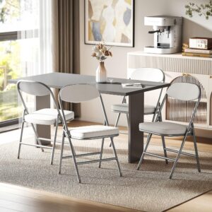 wohnli-moebel-suche-800001422712-1 KLAPPSTUHL 4er Set Polyester Stahl Cremeweiß Kunststoff HOMCOM Möbel > Stühle > Klappstühle Weiß