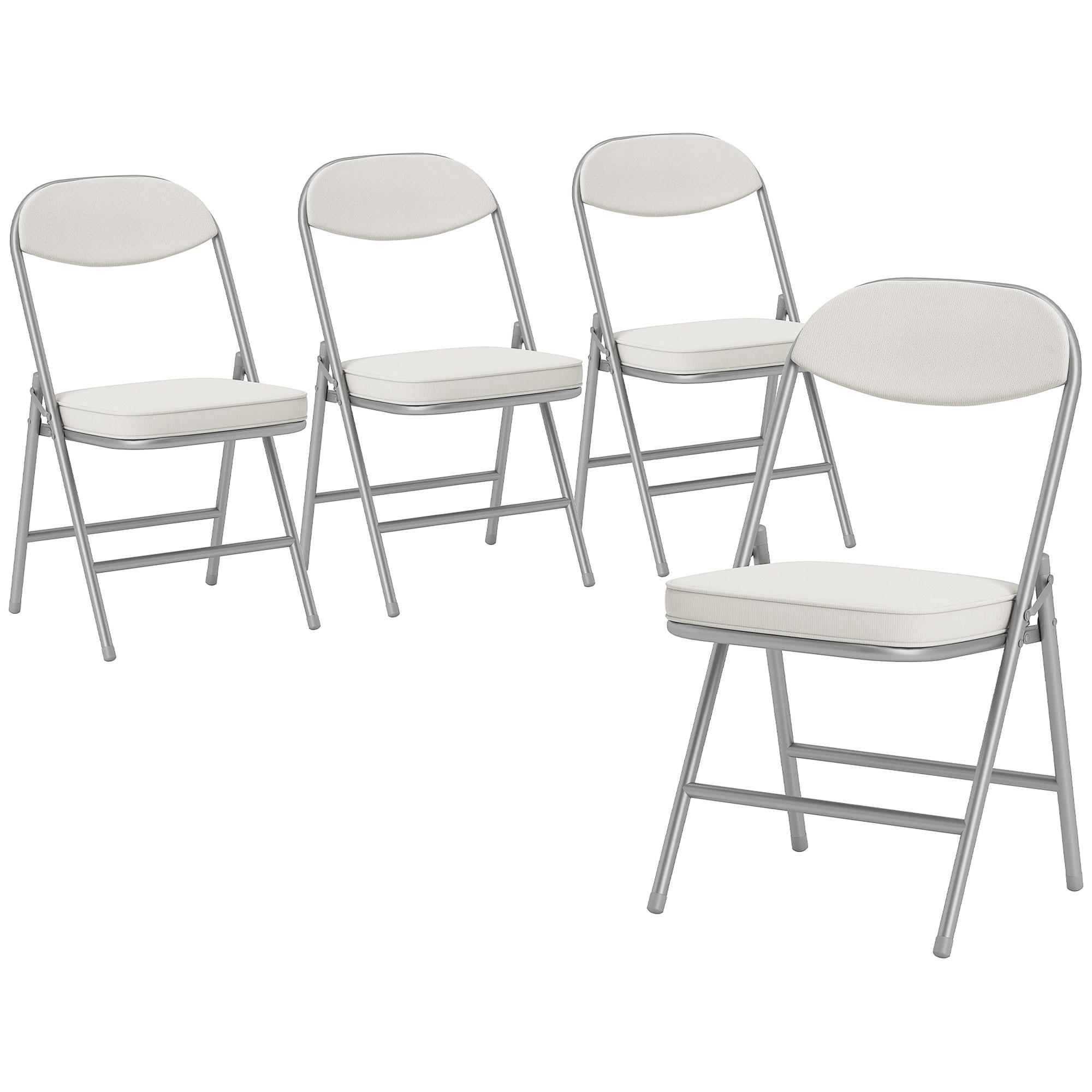 Wohnli Möbelsuche - KLAPPSTUHL 4er Set Polyester Stahl Cremeweiß