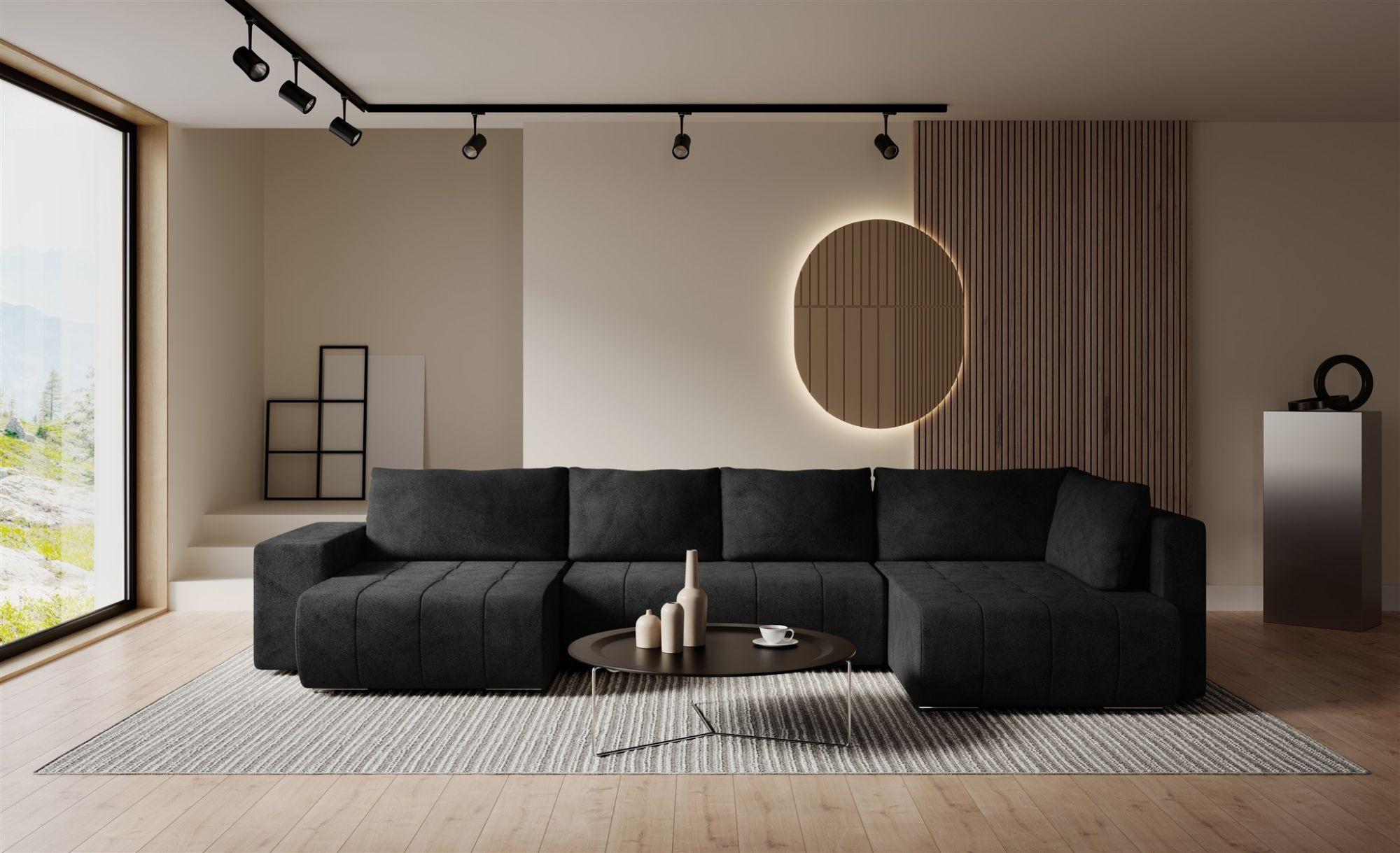 WOHNLANDSCHAFT Armanda Textil Fun Möbel Möbel > Sofas & Couches > Wohnlandschaften > Wohnlandschaften U-Form Schwarz