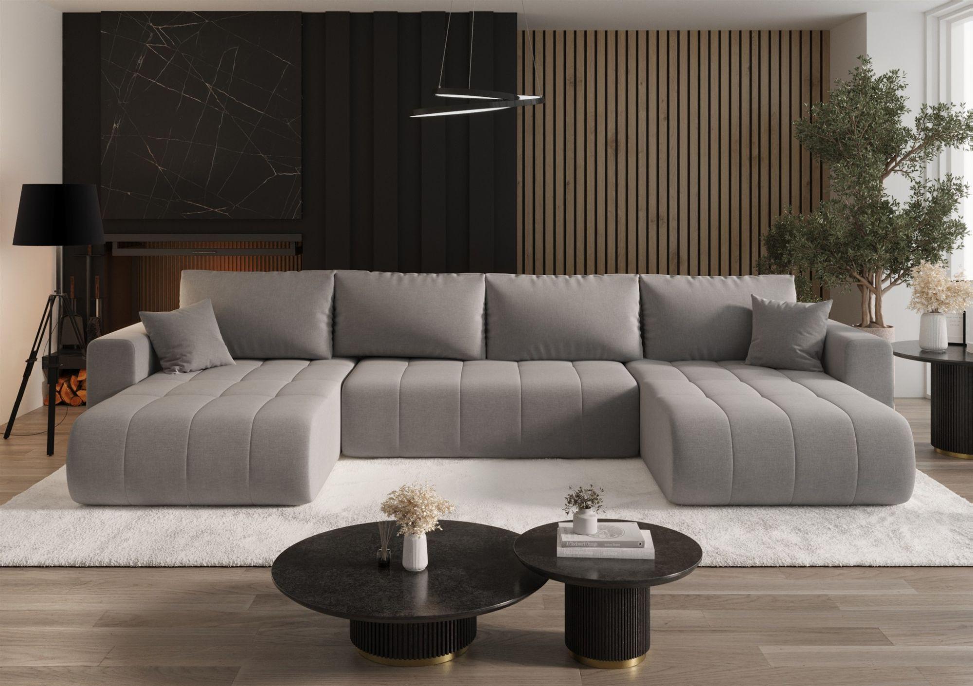 WOHNLANDSCHAFT Camila In Wind Textil Fun Möbel Möbel > Sofas & Couches > Wohnlandschaften > Wohnlandschaften U-Form Grau