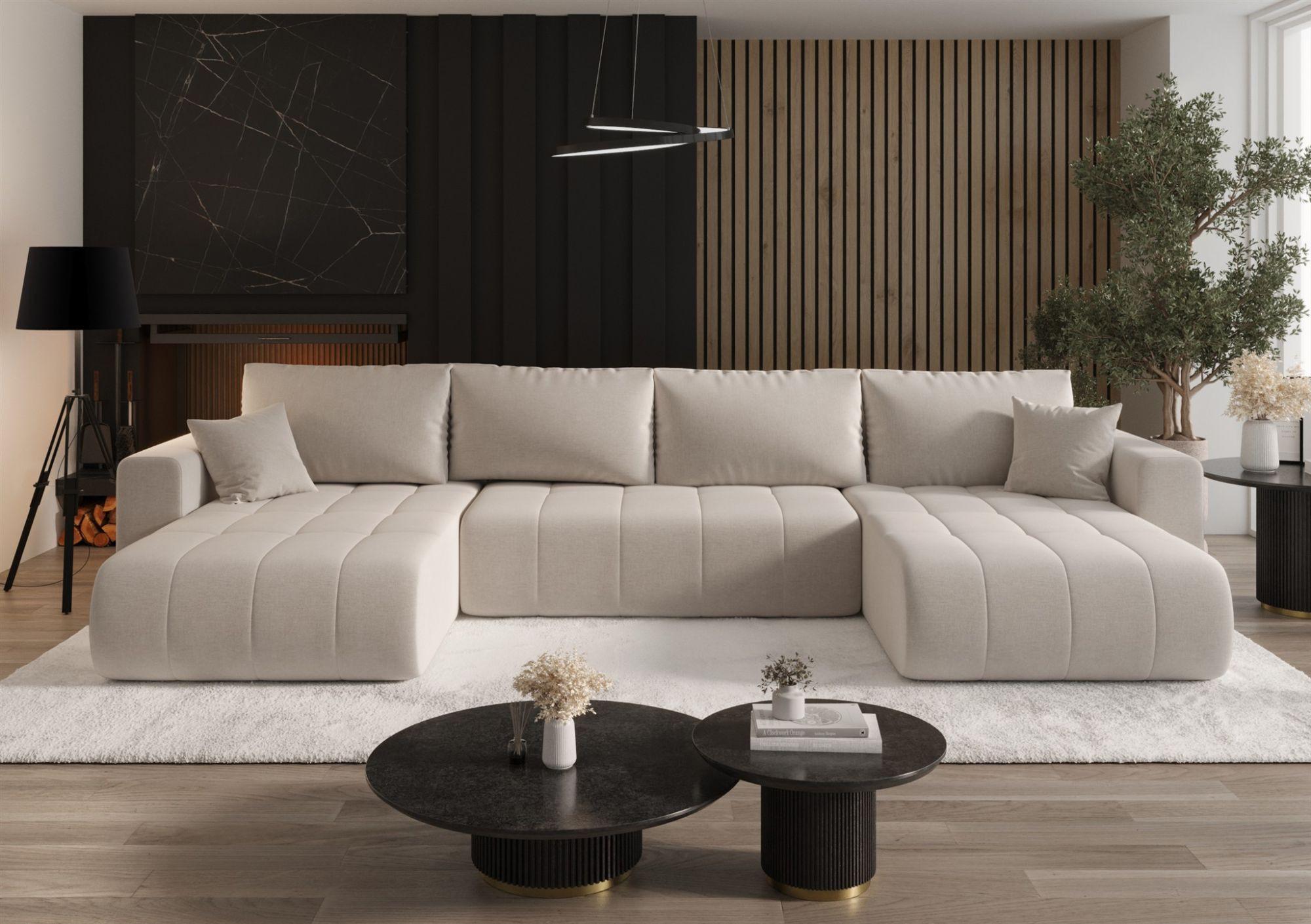 WOHNLANDSCHAFT Camila In Wind Textil Fun Möbel Möbel > Sofas & Couches > Wohnlandschaften > Wohnlandschaften U-Form Beige