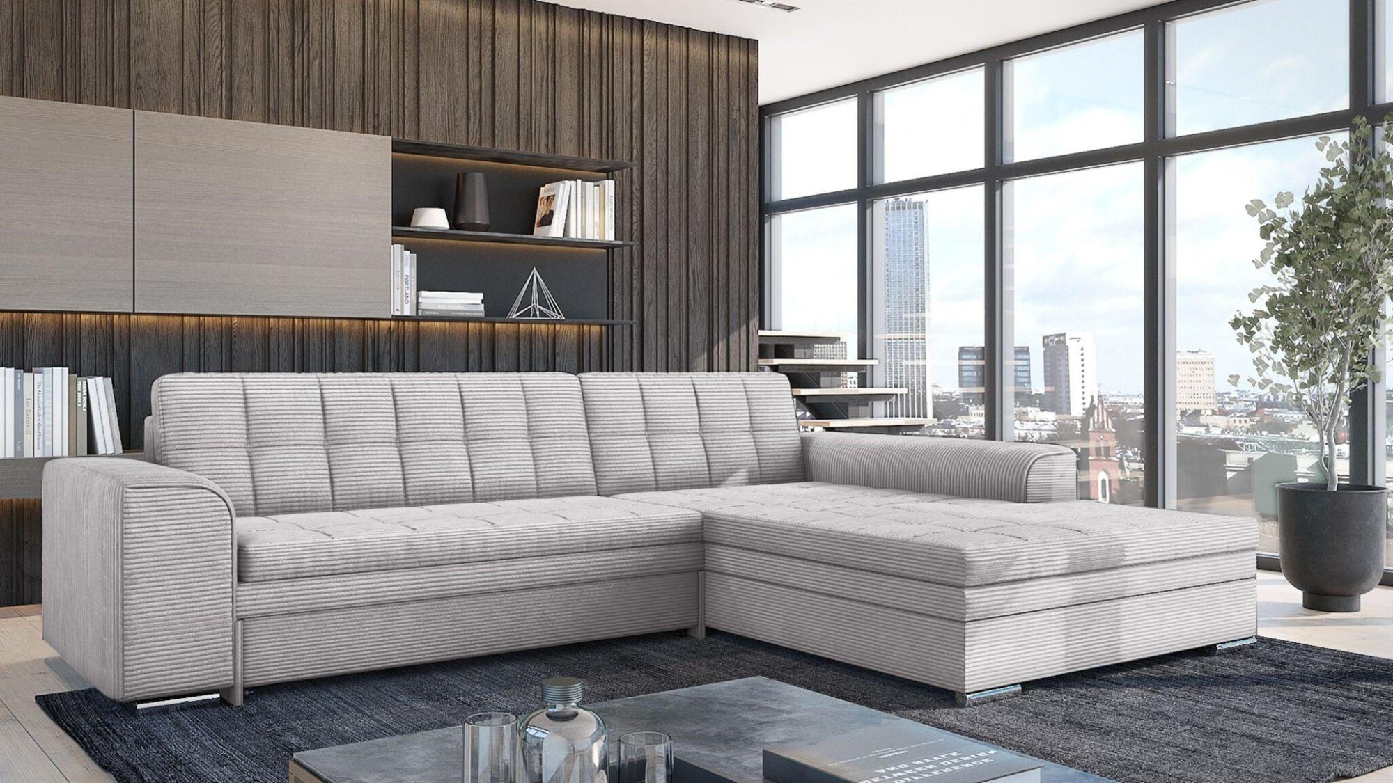 ECKSOFA Lusaka Mit Schlaffunktion Textil Fun Möbel Möbel > Sofas & Couches > Wohnlandschaften > Ecksofas Grau