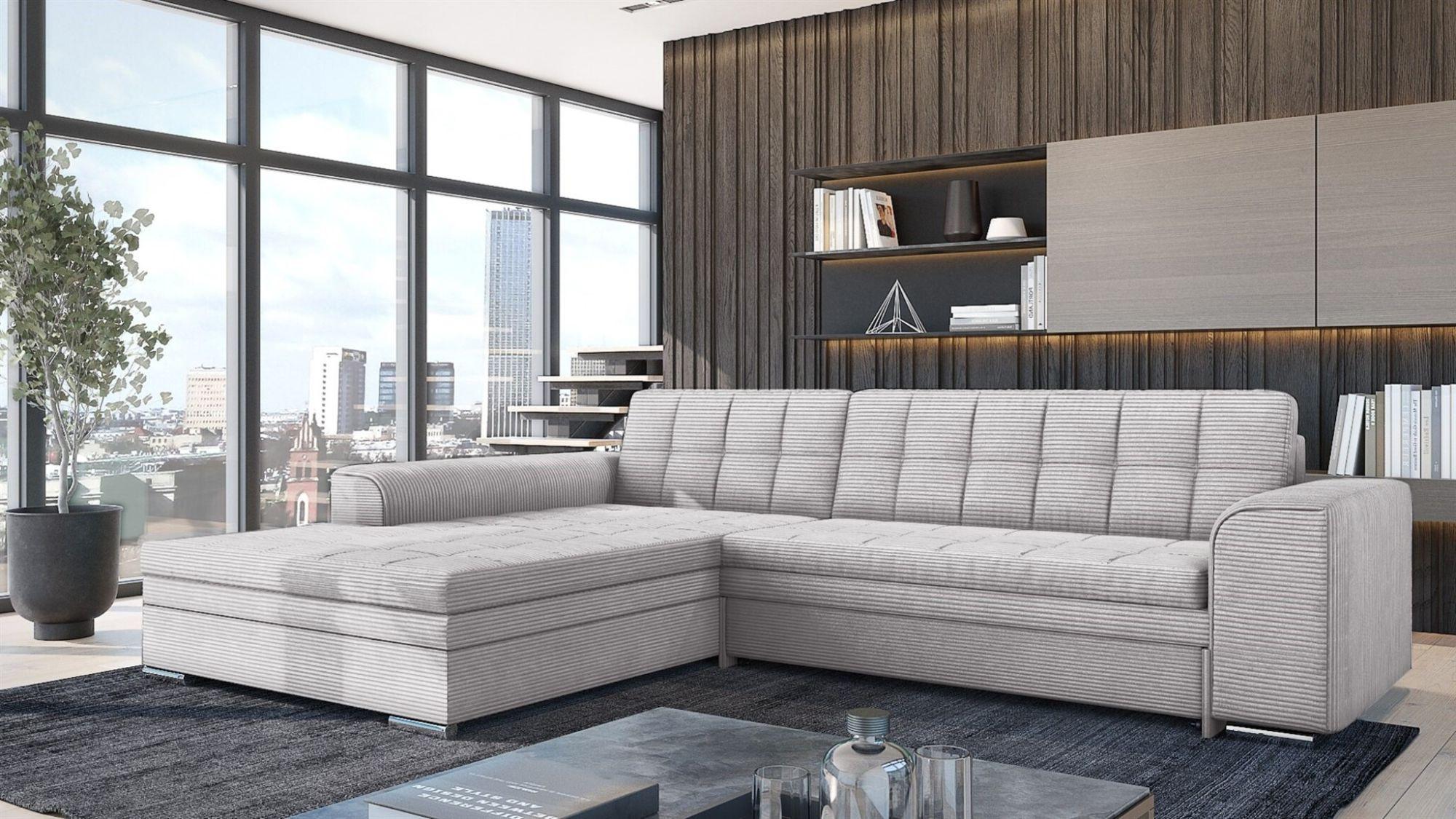 ECKSOFA Lusaka Mit Schlaffunktion Textil Fun Möbel Möbel > Sofas & Couches > Wohnlandschaften > Ecksofas Grau