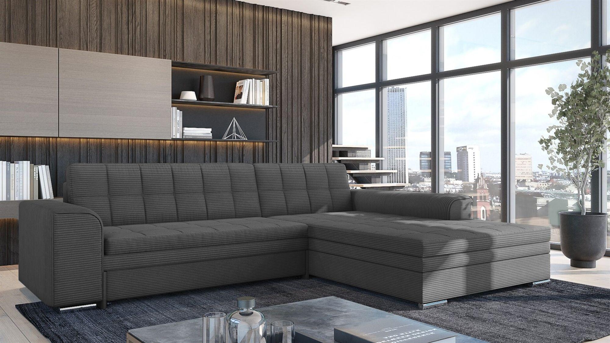 ECKSOFA Lusaka Mit Schlaffunktion Textil Fun Möbel Möbel > Sofas & Couches > Wohnlandschaften > Ecksofas Anthrazit