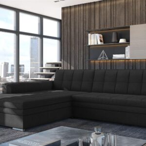 ECKSOFA Lusaka Mit Schlaffunktion Textil Fun Möbel Möbel > Sofas & Couches > Wohnlandschaften > Ecksofas Schwarz