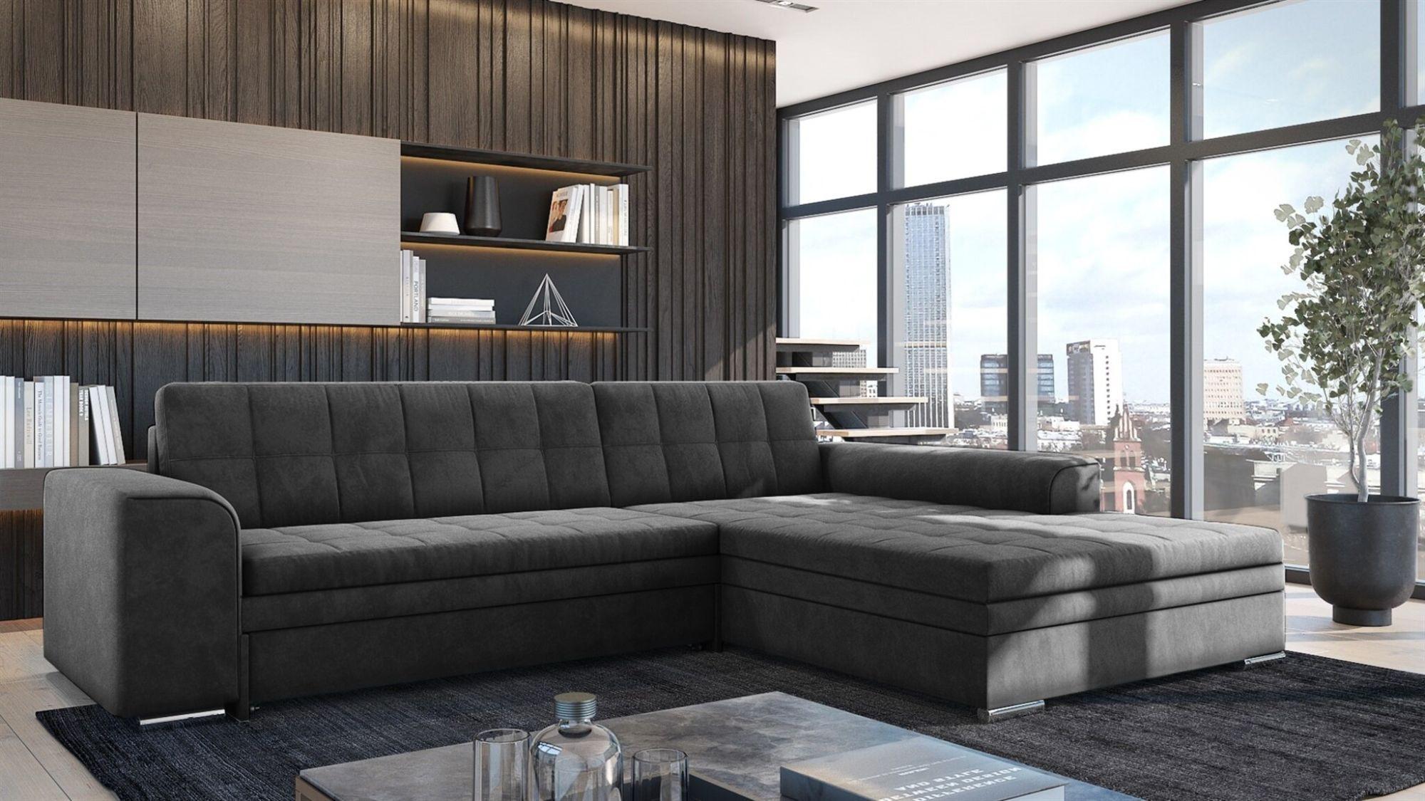 ECKSOFA Lusaka Mit Schlaffunktion Textil Fun Möbel Möbel > Sofas & Couches > Wohnlandschaften > Ecksofas Anthrazit