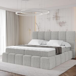 BOXBETT - AURI-H4 - 200x200 Hellgrau Aragon Holzwerkstoff ALTDECOR Möbel > Betten > Boxspringbetten Taupe