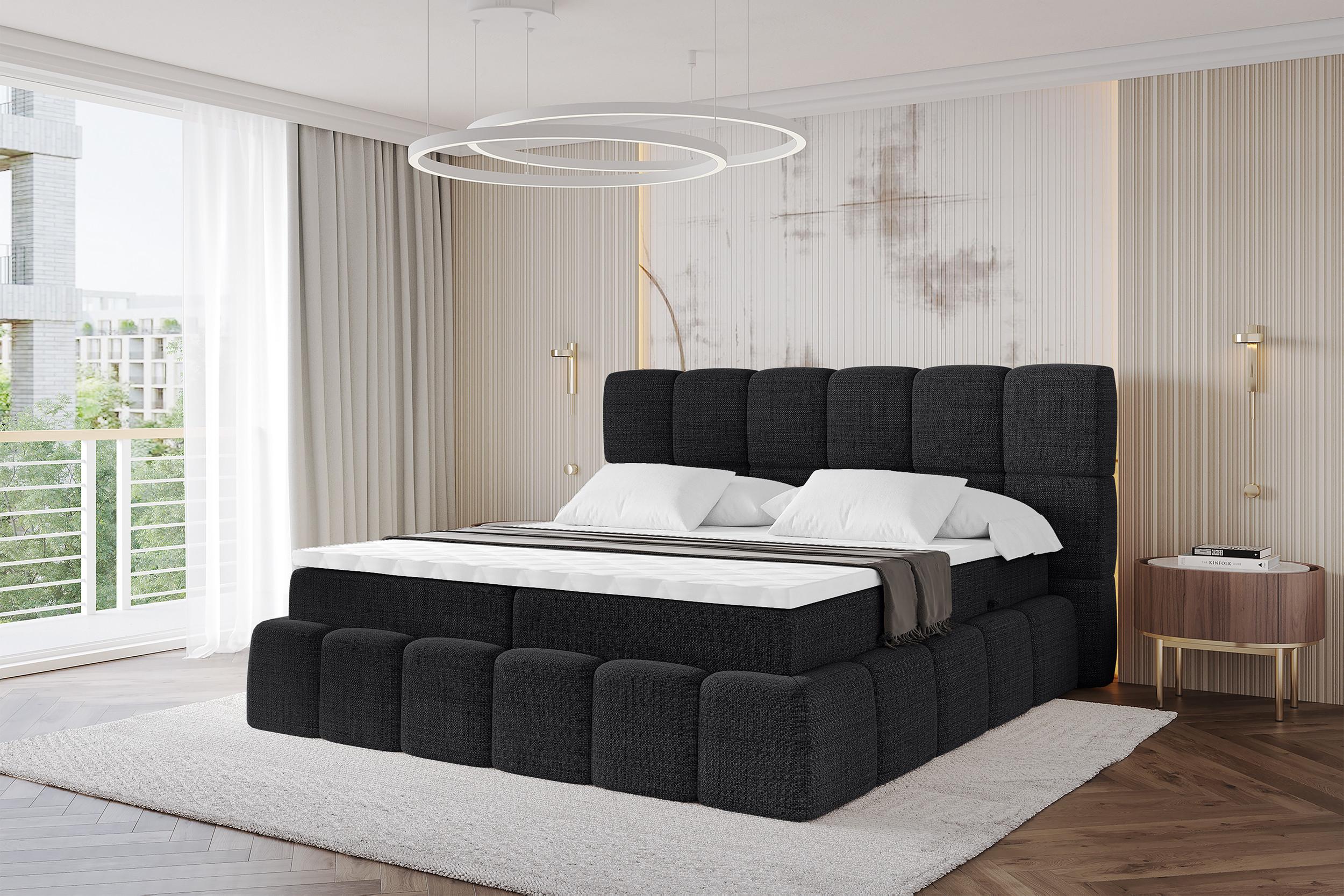 wohnli-moebel-suche-800001425725-1 BOXBETT - AURI-H4 - 120x200 Schwarz Aragon Holzwerkstoff ALTDECOR Möbel > Betten > Boxspringbetten Schwarz