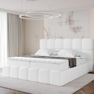 BOXBETT - AURI-H4 - 140x200 Weiß Kunstleder Holzwerkstoff ALTDECOR Möbel > Betten > Boxspringbetten Weiß