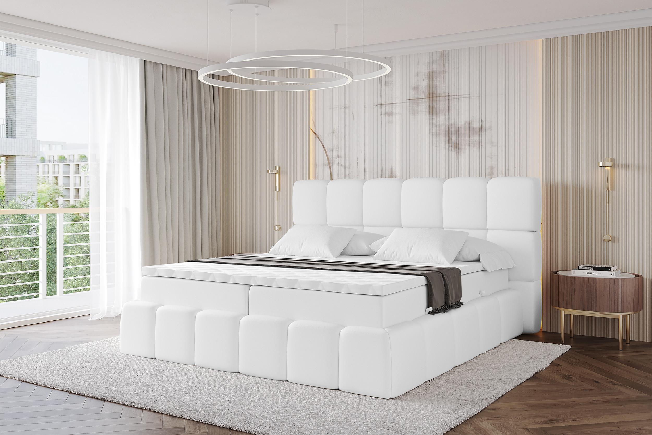 wohnli-moebel-suche-800001425907-1 BOXBETT - AURI-H4 - 120x200 Weiß Kunstleder Holzwerkstoff ALTDECOR Möbel > Betten > Boxspringbetten Weiß