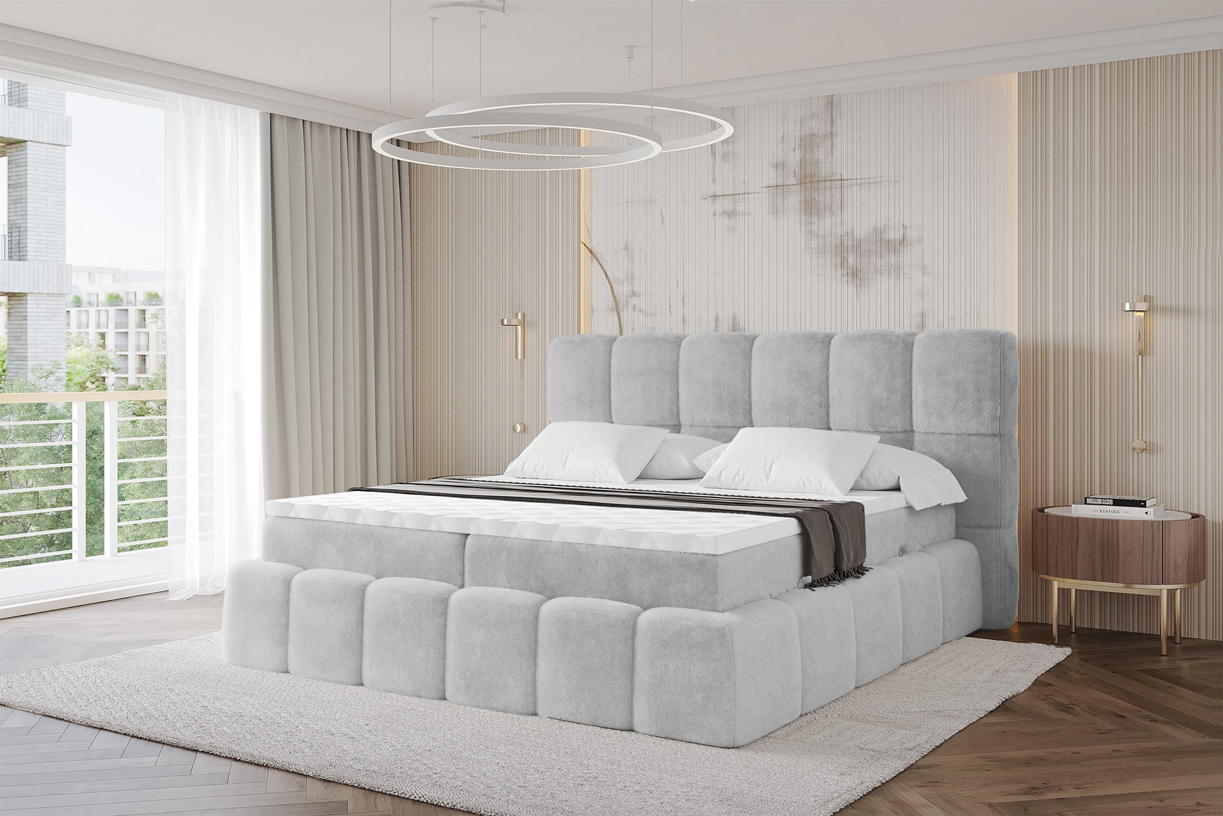 BOXBETT - AURI-H4 - 140x200 Grau Lapitt Holzwerkstoff ALTDECOR Möbel > Betten > Boxspringbetten Anthrazit