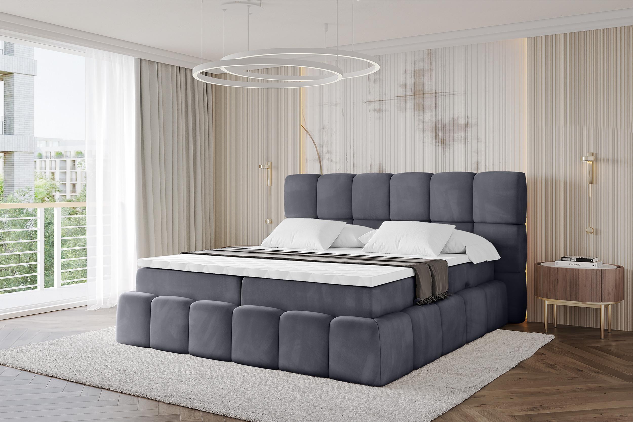 BOXBETT - AURI-H3 - 160x200 Dunkelgrau Casablanca Holzwerkstoff ALTDECOR Möbel > Betten > Boxspringbetten Grau