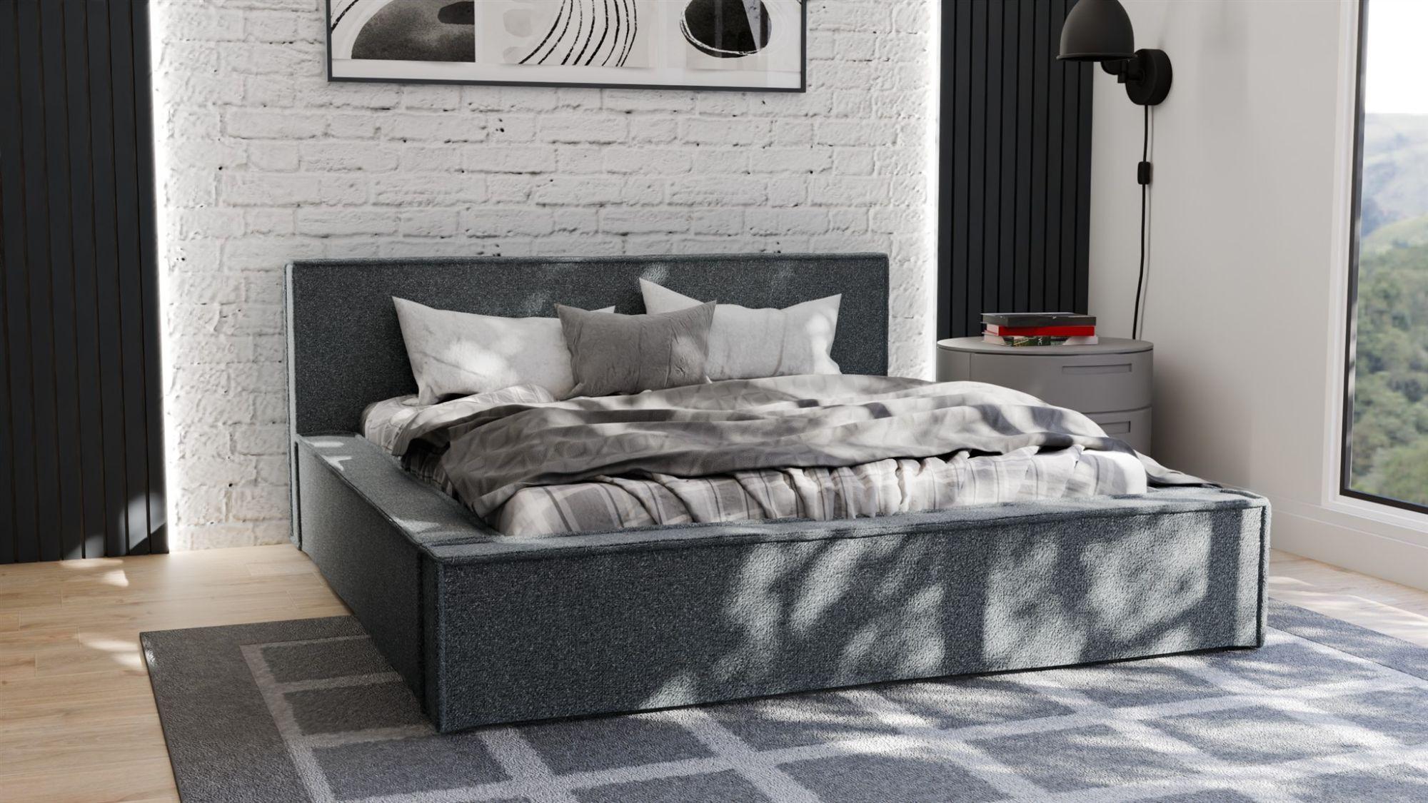 wohnli-moebel-suche-800001427302-1 POLSTERBETT Aldana Komplettset Textil Fun Möbel Möbel > Betten > Polsterbetten Grau