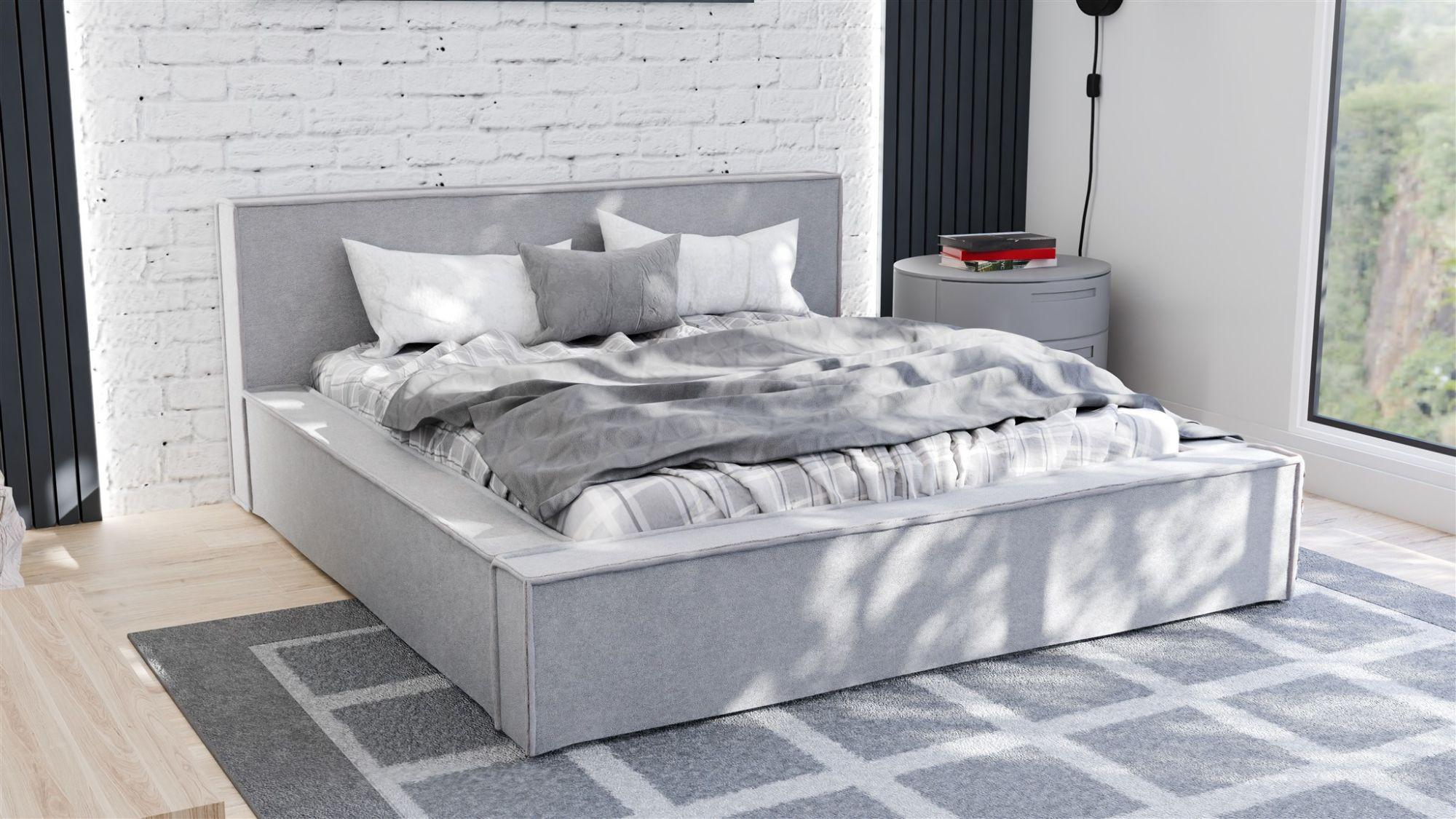 wohnli-moebel-suche-800001427383-1 POLSTERBETT Aldana Komplettset Textil Fun Möbel Möbel > Betten > Polsterbetten Grau