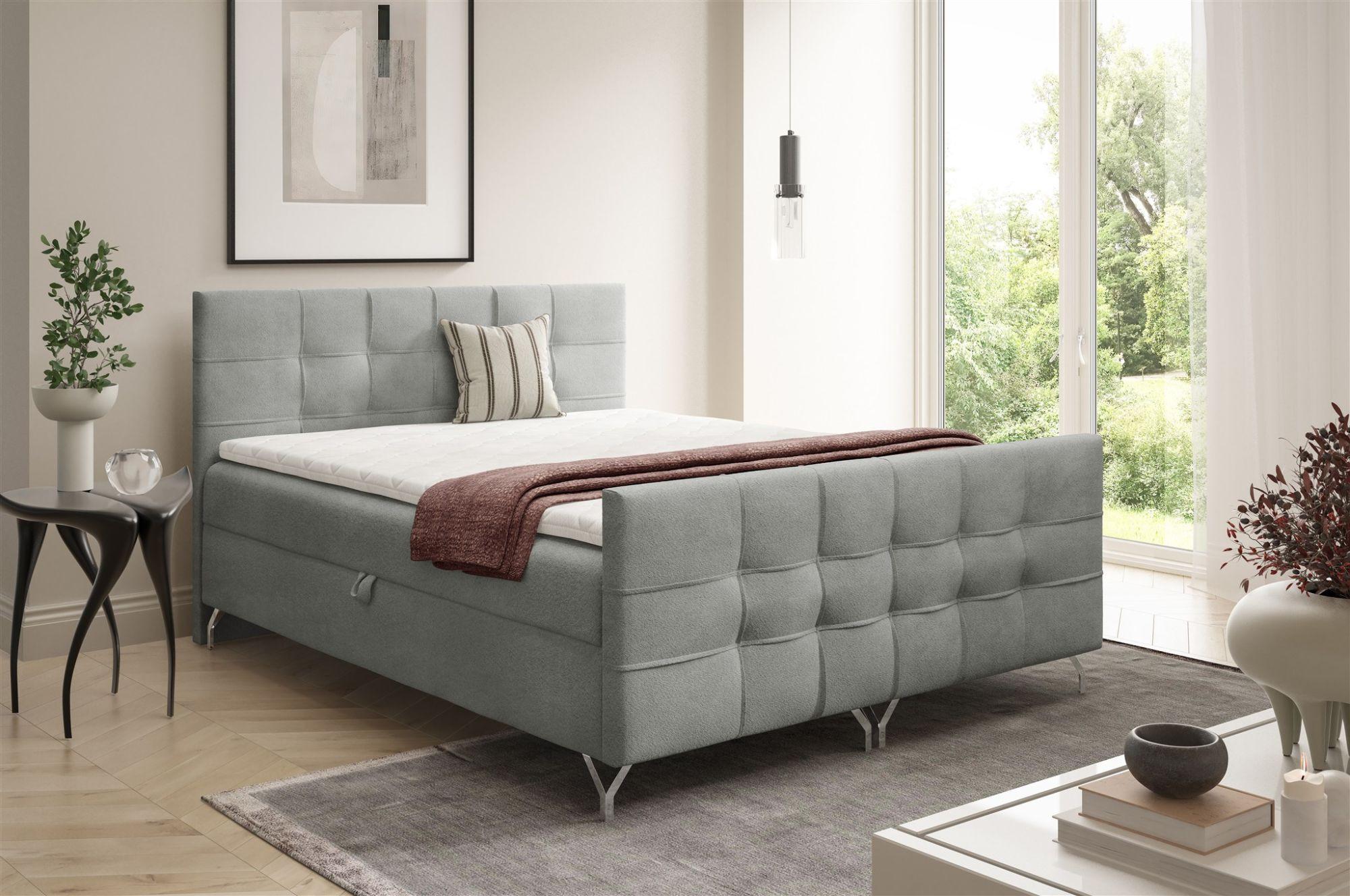 BOXBETT Perla Premium überlänge Textil Fun Möbel Möbel > Betten > Boxspringbetten Grau