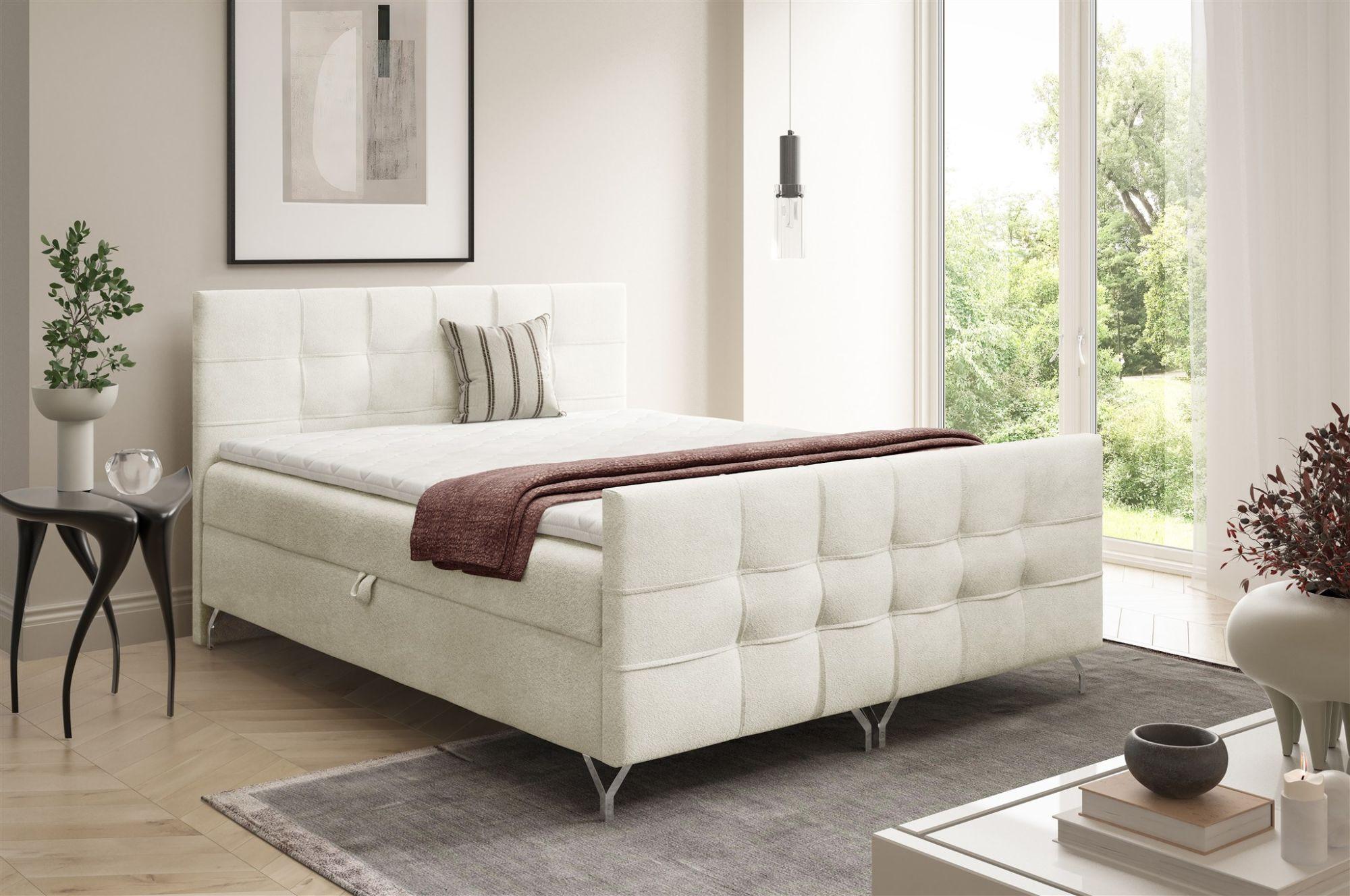 BOXBETT Perla Premium überlänge Textil Fun Möbel Möbel > Betten > Boxspringbetten Weiß