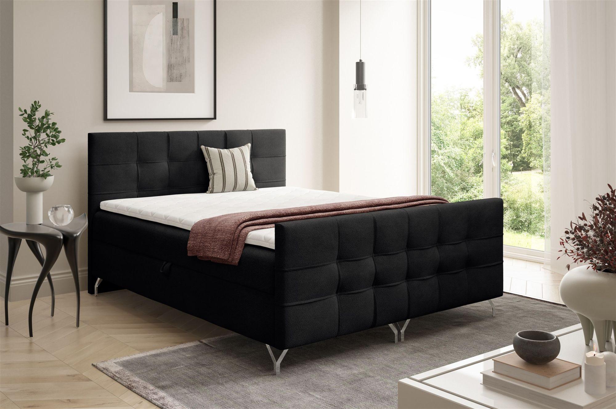 wohnli-moebel-suche-800001427728-1 BOXBETT Perla Premium Textil Fun Möbel Möbel > Betten > Boxspringbetten Schwarz