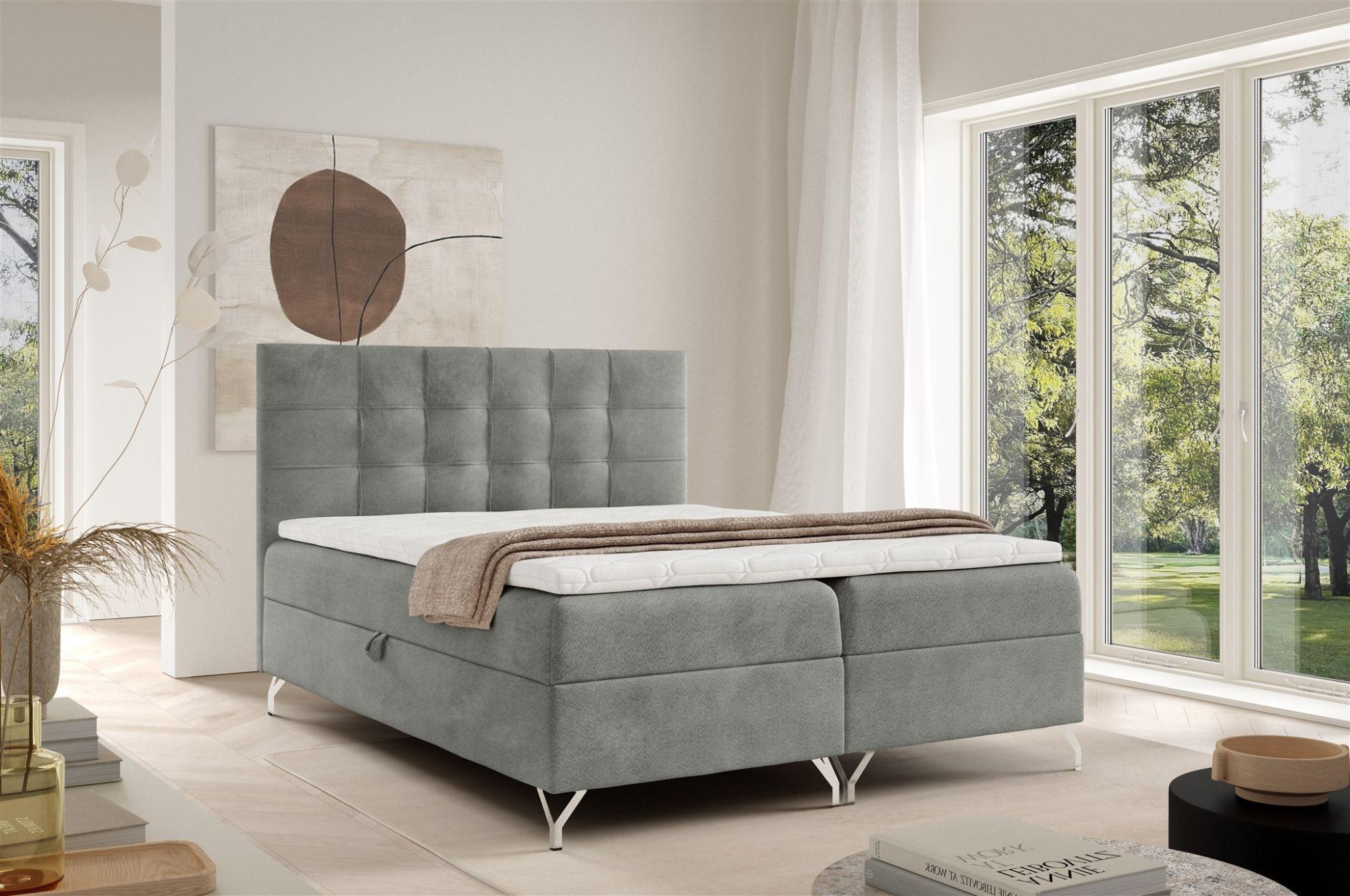 BOXBETT Candela Premium Textil Fun Möbel Möbel > Betten > Boxspringbetten Grau