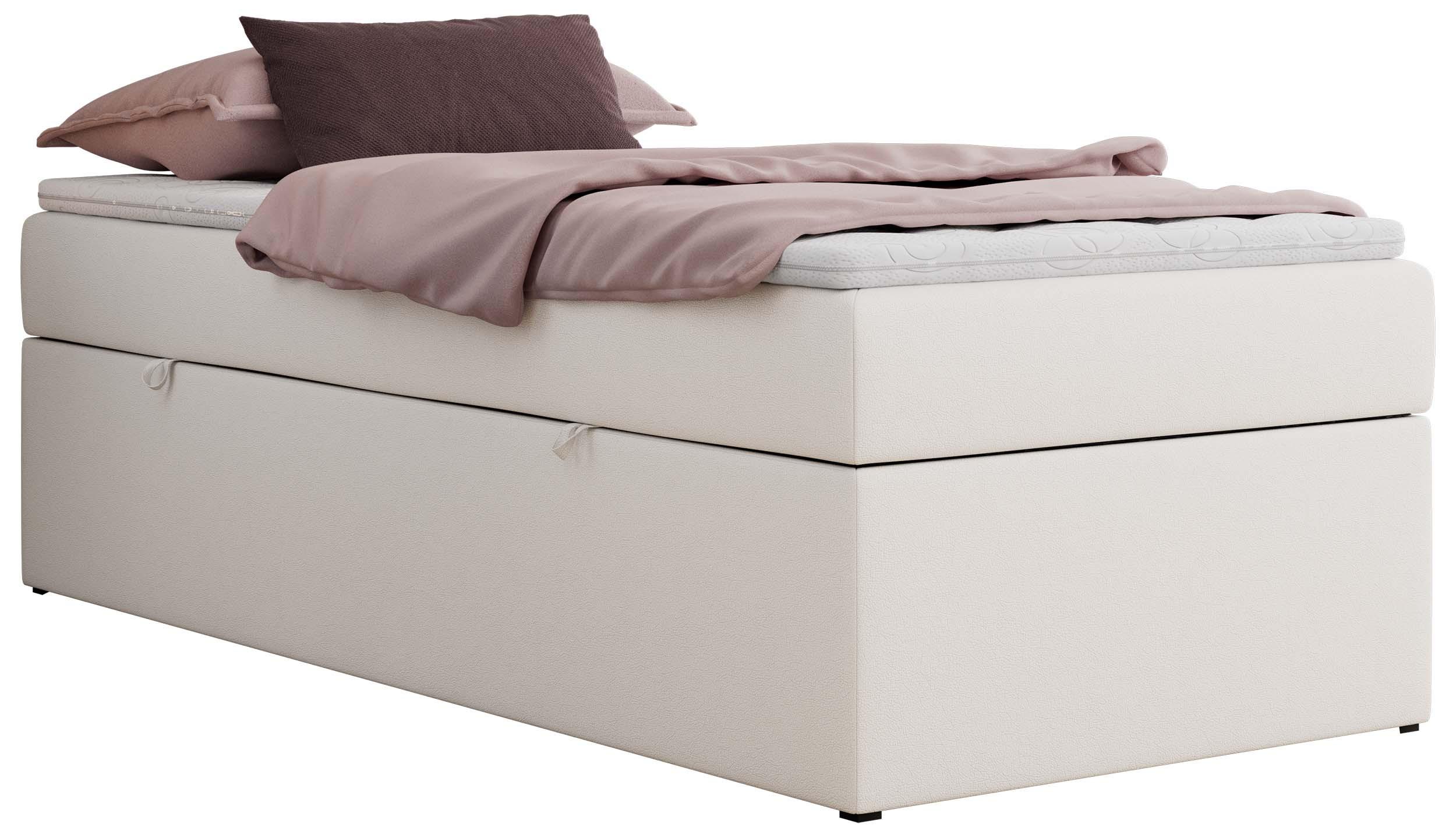 wohnli-moebel-suche-800001428031 Wohnli Möbelsuche - BOXBETT ZERO 90/200 - Weiß Kunstleder - H3 - Topper T25