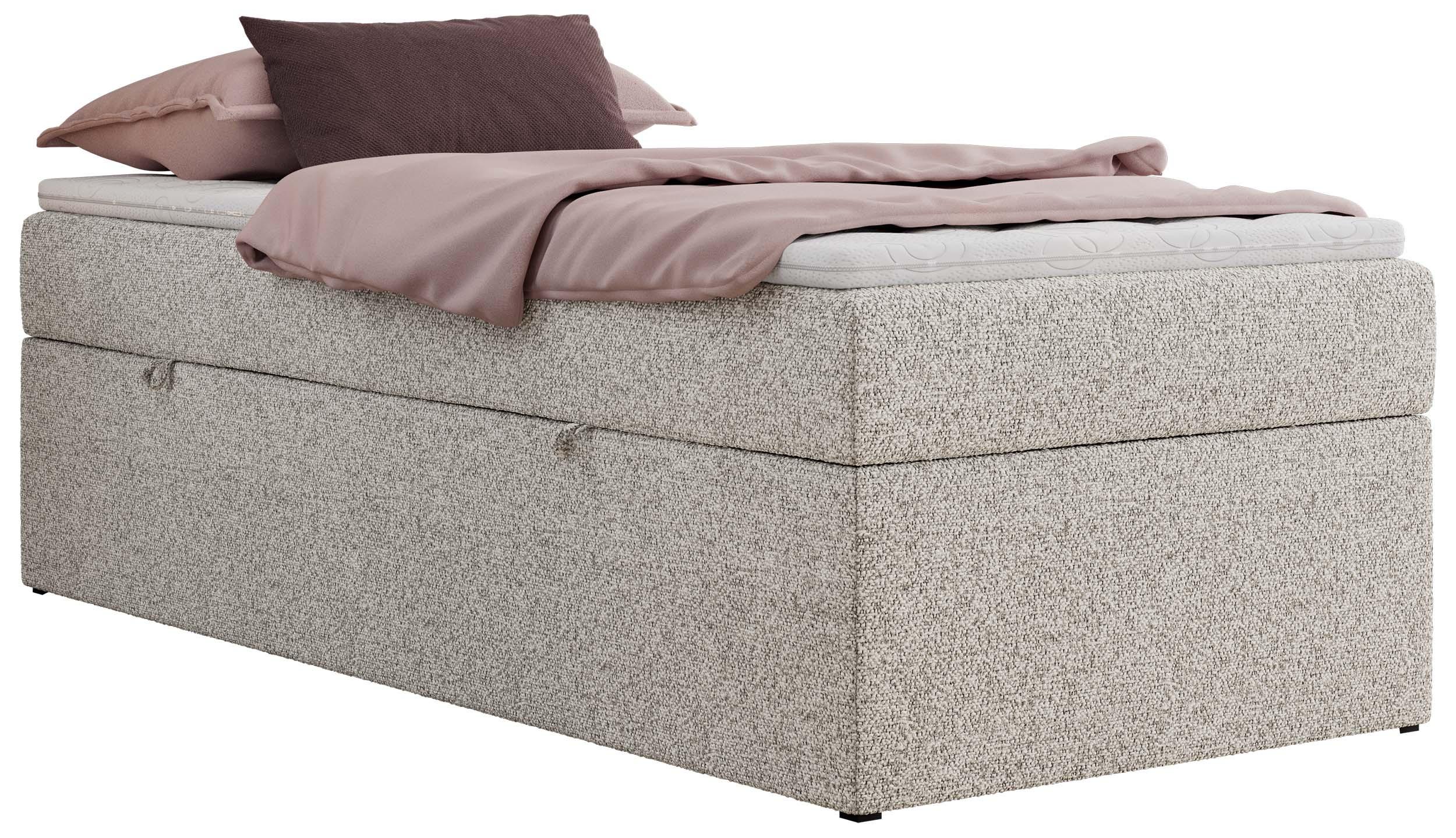 wohnli-moebel-suche-800001428057 Wohnli Möbelsuche - BOXBETT ZERO 90/200 - Hellgrau Velvet - H3 - Topper T25