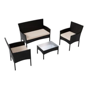 wohnli-moebel-suche-800001428460 Wohnli Möbelsuche - GARTENSET Fort Myers schwarz / cremeweiß inkl. Abdeckung
