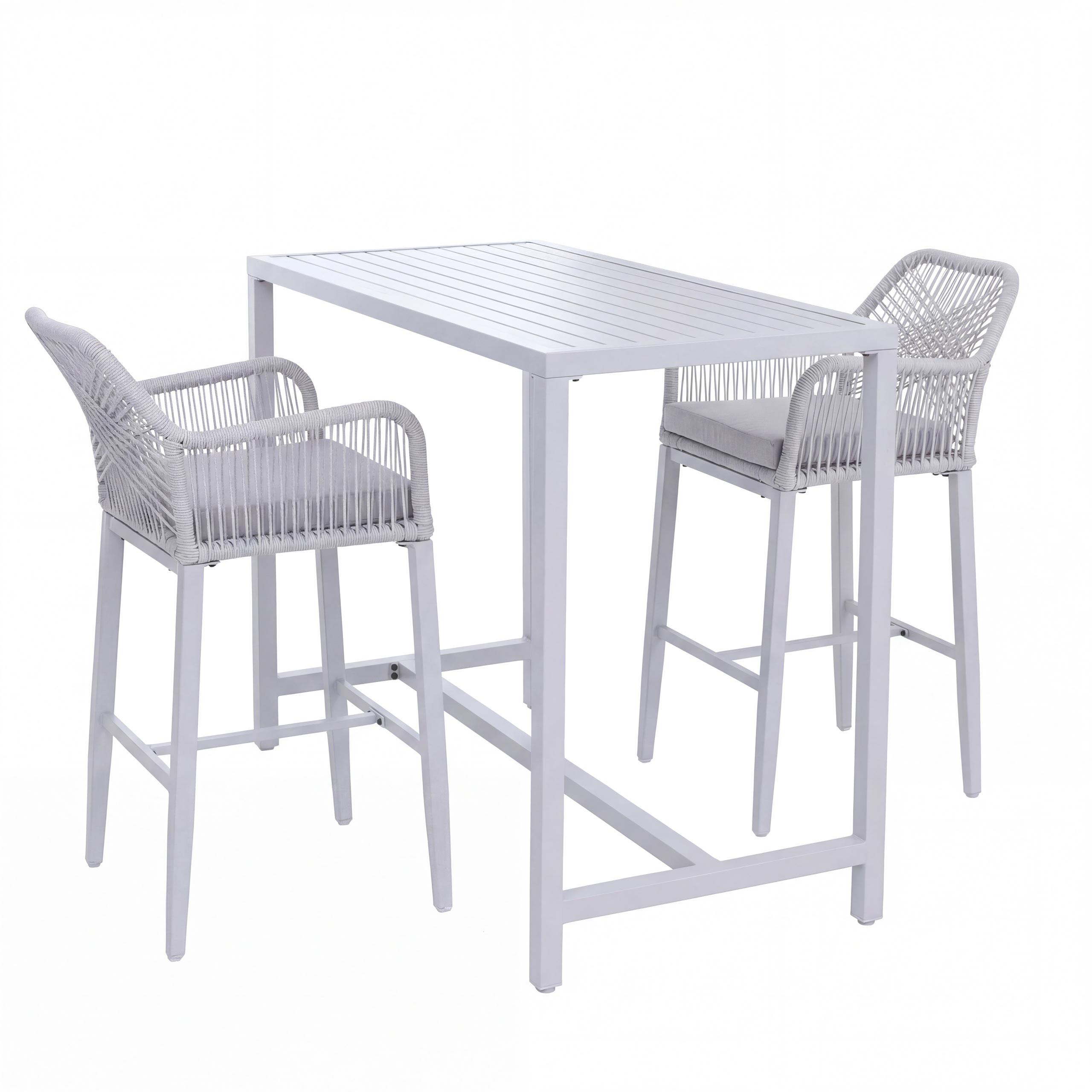 Wohnli Möbelsuche - SET BARTISCH + BARHOCKER eckig Grau 3er Set-Set