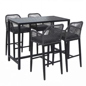 Wohnli Möbelsuche - SET BARTISCH + BARHOCKER eckig Grau 5er-Set