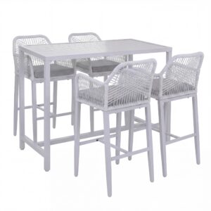 wohnli-moebel-suche-800001431632 Wohnli Möbelsuche - SET BARTISCH + BARHOCKER eckig Grau 5er-Set