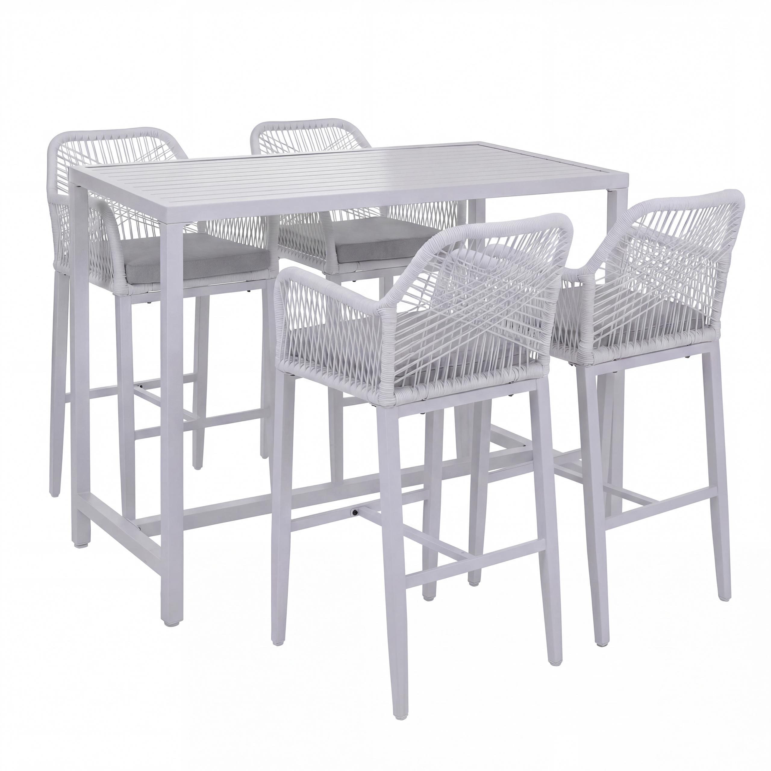 Wohnli Möbelsuche - SET BARTISCH + BARHOCKER eckig Grau 5er-Set