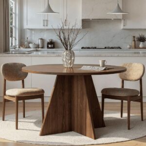 ESSTISCH mit rundem Tischplatte D120 cm 120/120/75 cm Holzwerkstoff Calicosy Möbel > Tische > Esstische Braun