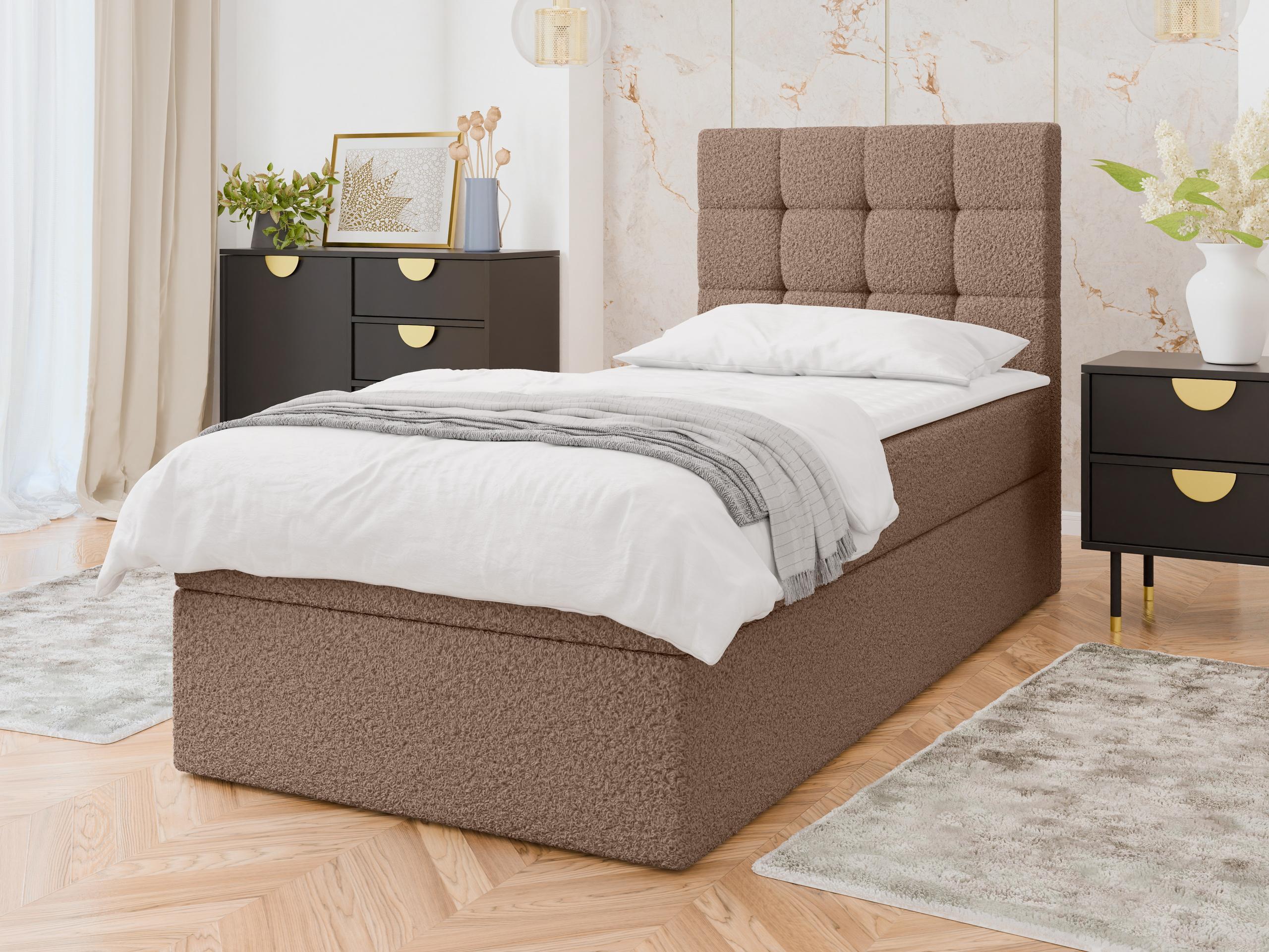 BOXBETT Luanda Boucle Single - H3 Textil MIRJAN24 Möbel > Betten > Boxspringbetten Braun