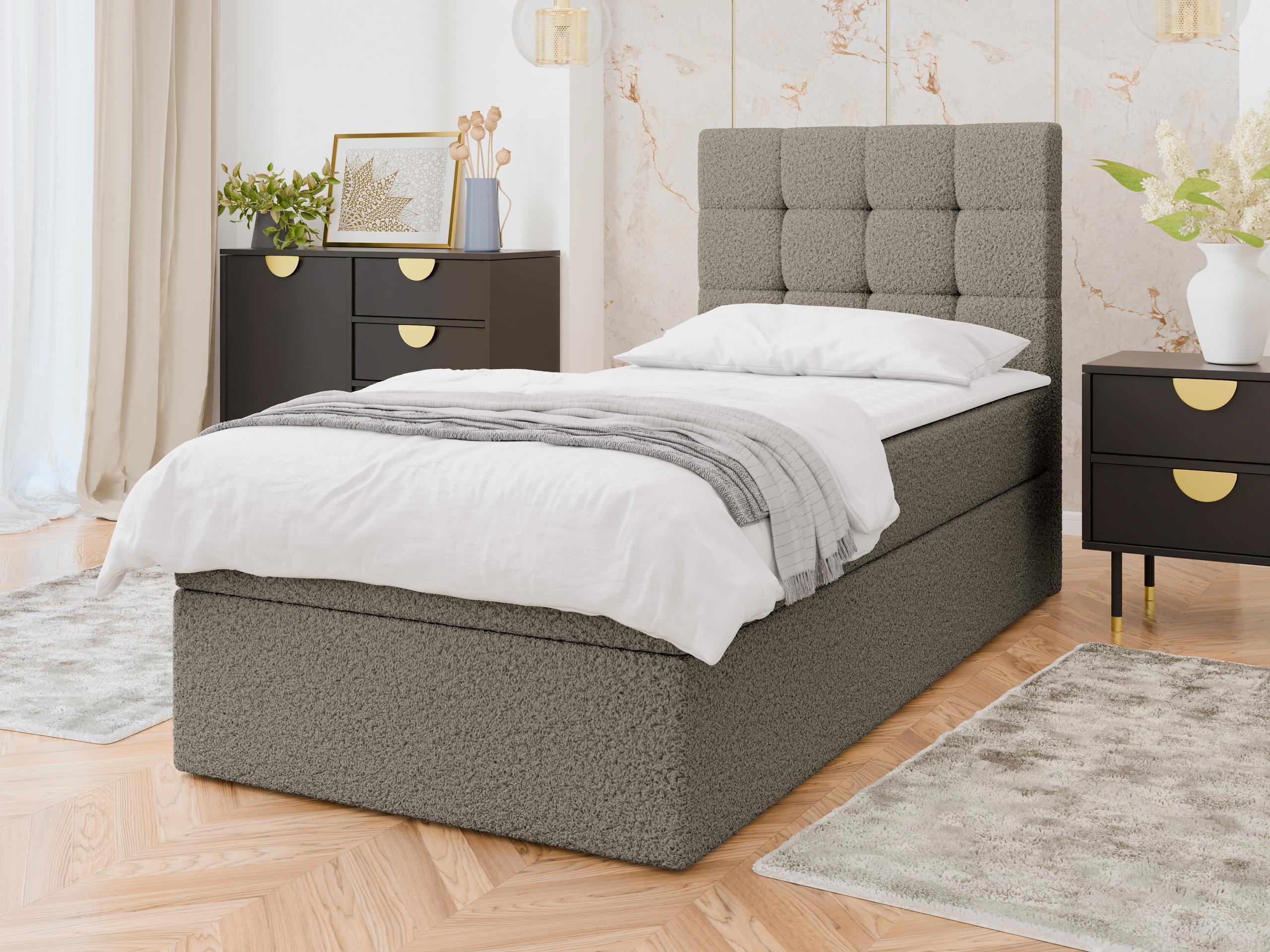 BOXBETT Luanda Boucle Single - H3 Textil MIRJAN24 Möbel > Betten > Boxspringbetten Braun