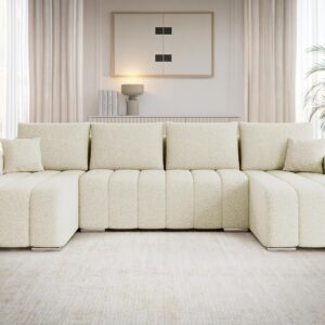 WOHNLANDSCHAFT Pufetto U Boucle Textil MIRJAN24 Möbel > Sofas & Couches > Wohnlandschaften > Wohnlandschaften U-Form Weiß