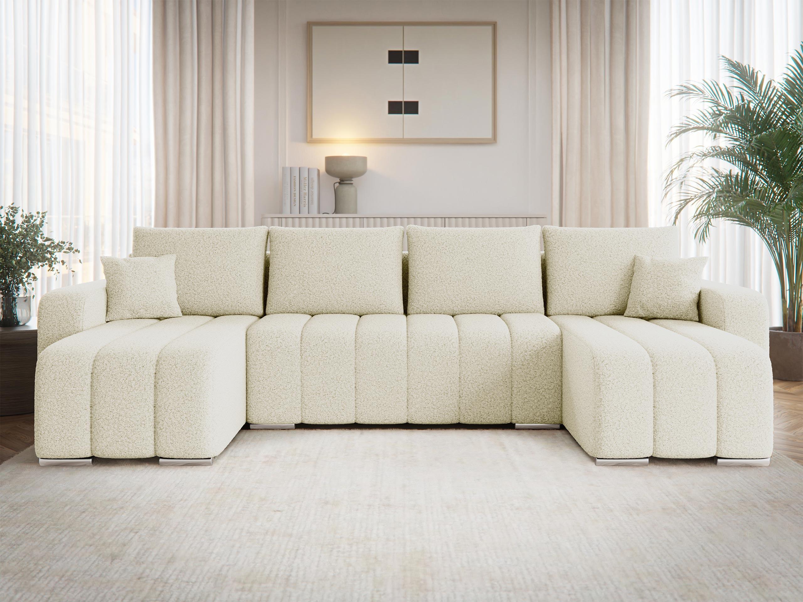 WOHNLANDSCHAFT Pufetto U Boucle Textil MIRJAN24 Möbel > Sofas & Couches > Wohnlandschaften > Wohnlandschaften U-Form Weiß