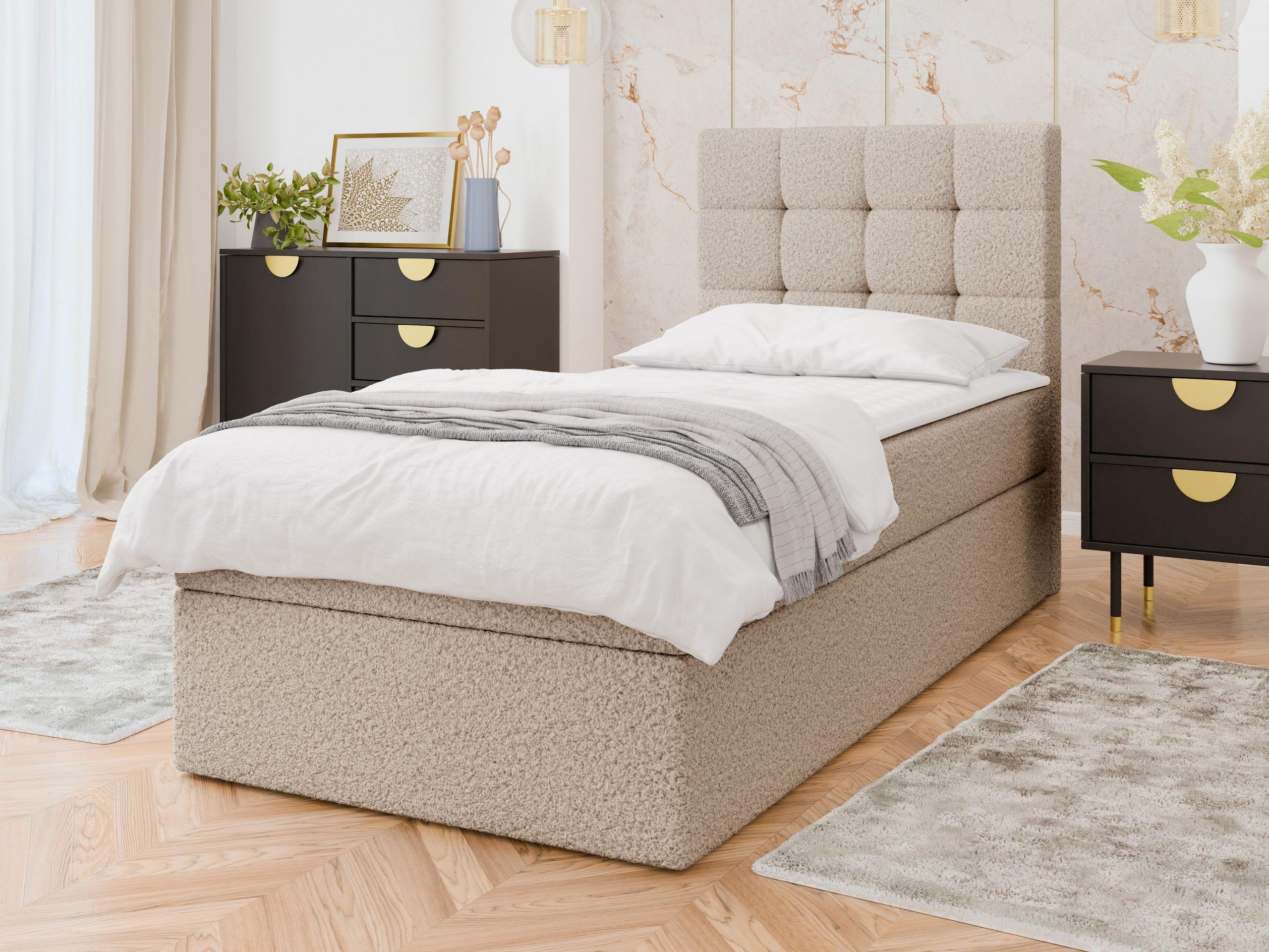 BOXBETT Luanda Boucle Single - H3 Textil MIRJAN24 Möbel > Betten > Boxspringbetten Beige