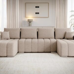 wohnli-moebel-suche-800001432820-1 WOHNLANDSCHAFT Pufetto U Boucle Textil MIRJAN24 Möbel > Sofas & Couches > Wohnlandschaften > Wohnlandschaften U-Form Beige