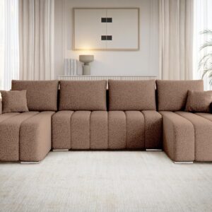 WOHNLANDSCHAFT Pufetto U Boucle Textil MIRJAN24 Möbel > Sofas & Couches > Wohnlandschaften > Wohnlandschaften U-Form Braun